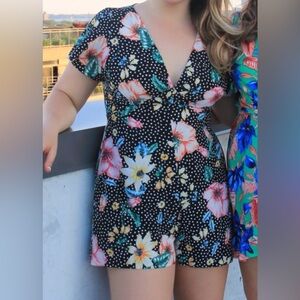 Zara Black Floral Jumpsuit